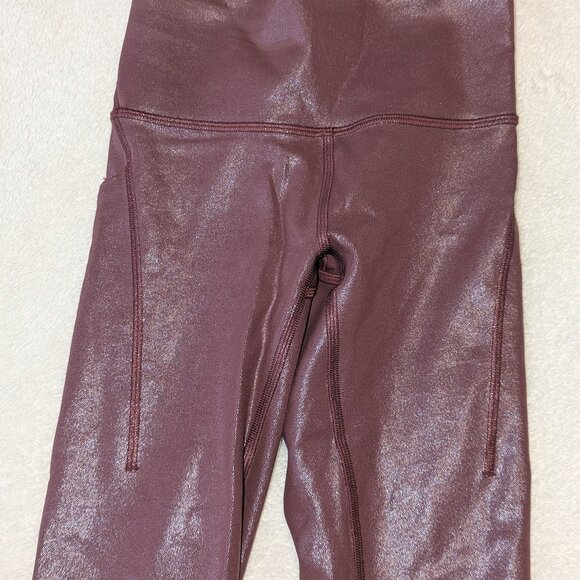 Lululemon Wunder Train Foil Tight Red Merlot 25" w/Pockets Free shipping! - Picture 10 of 13